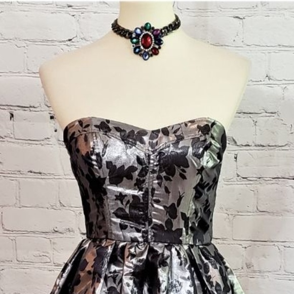 ROBERTA Black/Silver Strapless Cocktail Dress, XS - Picture 3 of 5